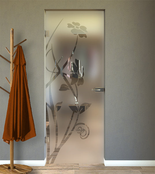 Porta Battente in Vetro Sabbiato con Disegni Trasparenti - Image 12