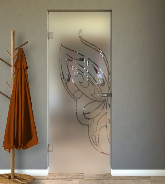 Porta Battente in Vetro Sabbiato con Disegni Trasparenti - Image 6