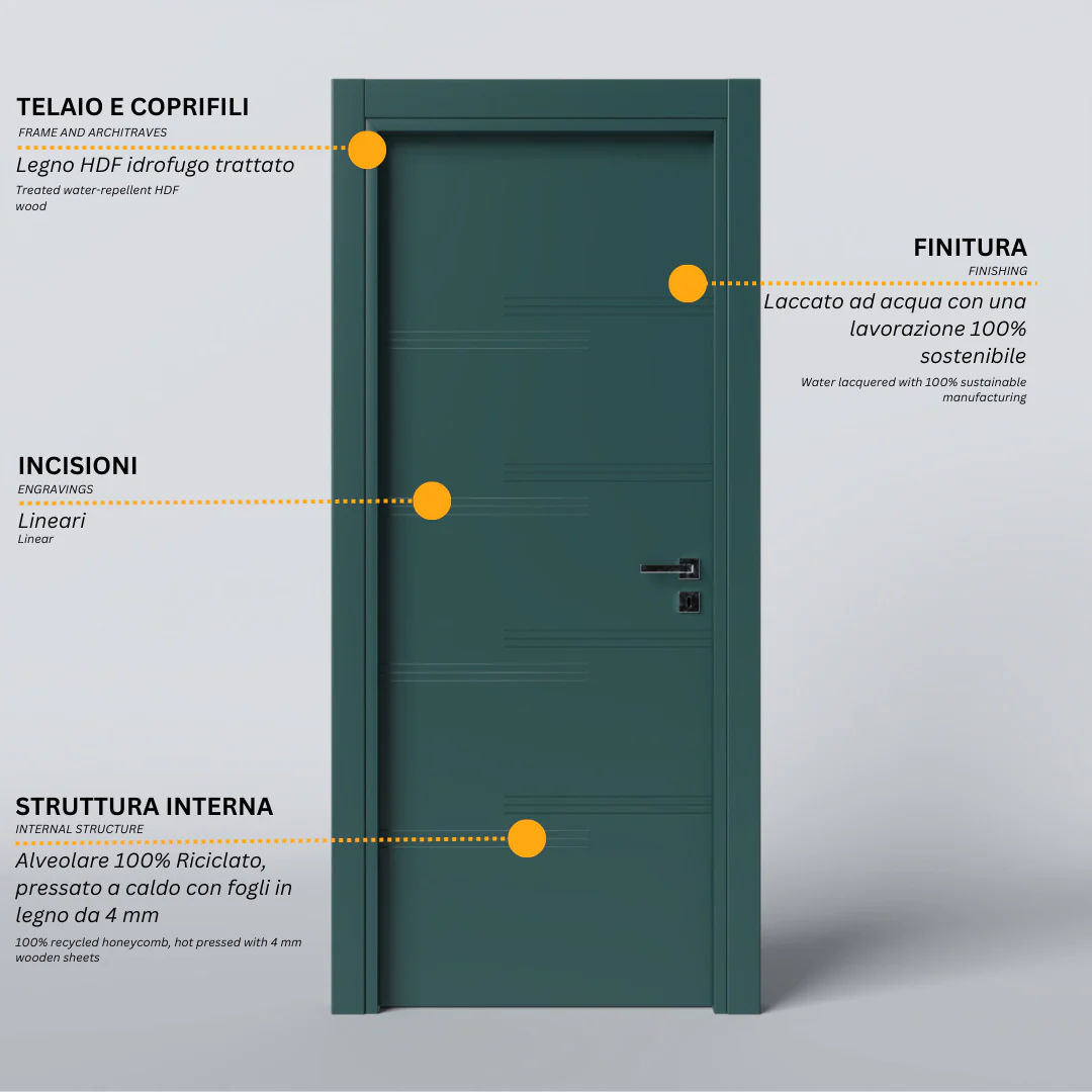 Porta Battente con Incisioni Horizontal - Image 3