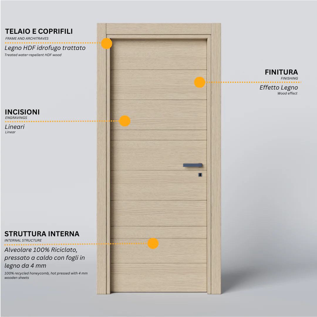 Porta Battente con Incisioni Modern - Image 3