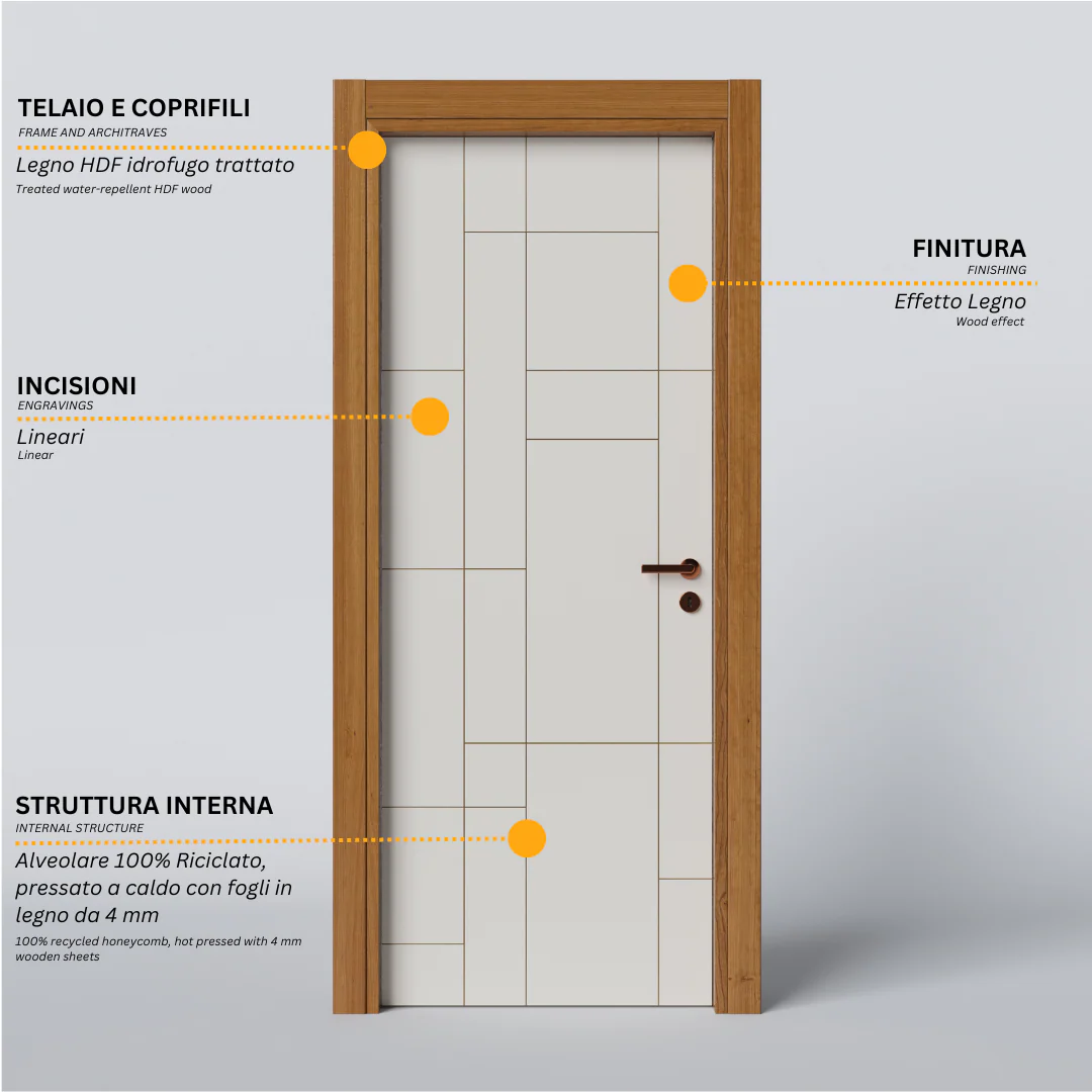 Porta Battente con Incisioni Mondrian - Image 3