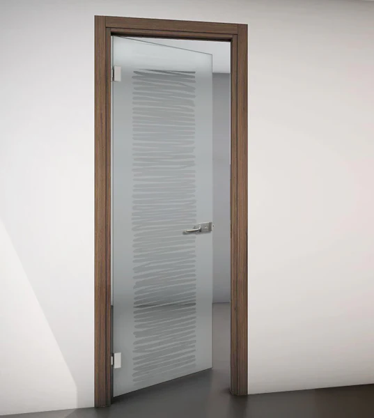 Porta Battente con Telaio in Legno e Vetro Sabbiato con Disegno Trasparente - Image 19