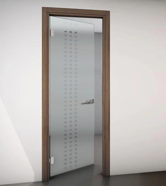 Porta Battente con Telaio in Legno e Vetro Sabbiato con Disegno Trasparente - Image 22