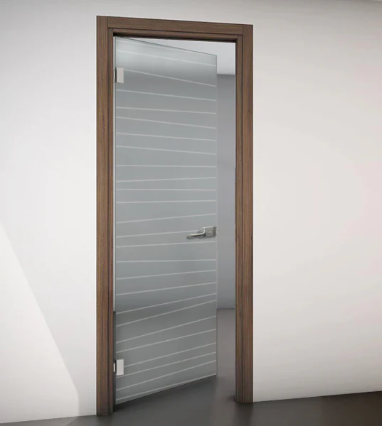 Porta Battente con Telaio in Legno e Vetro Satinato con Disegno Sabbiato - Image 14