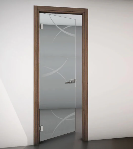 Porta Battente con Telaio in Legno e Vetro Trasparente con Disegno Sabbiato - Image 11