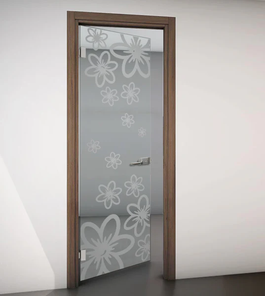 Porta Battente con Telaio in Legno e Vetro Trasparente con Disegno Sabbiato - Image 12