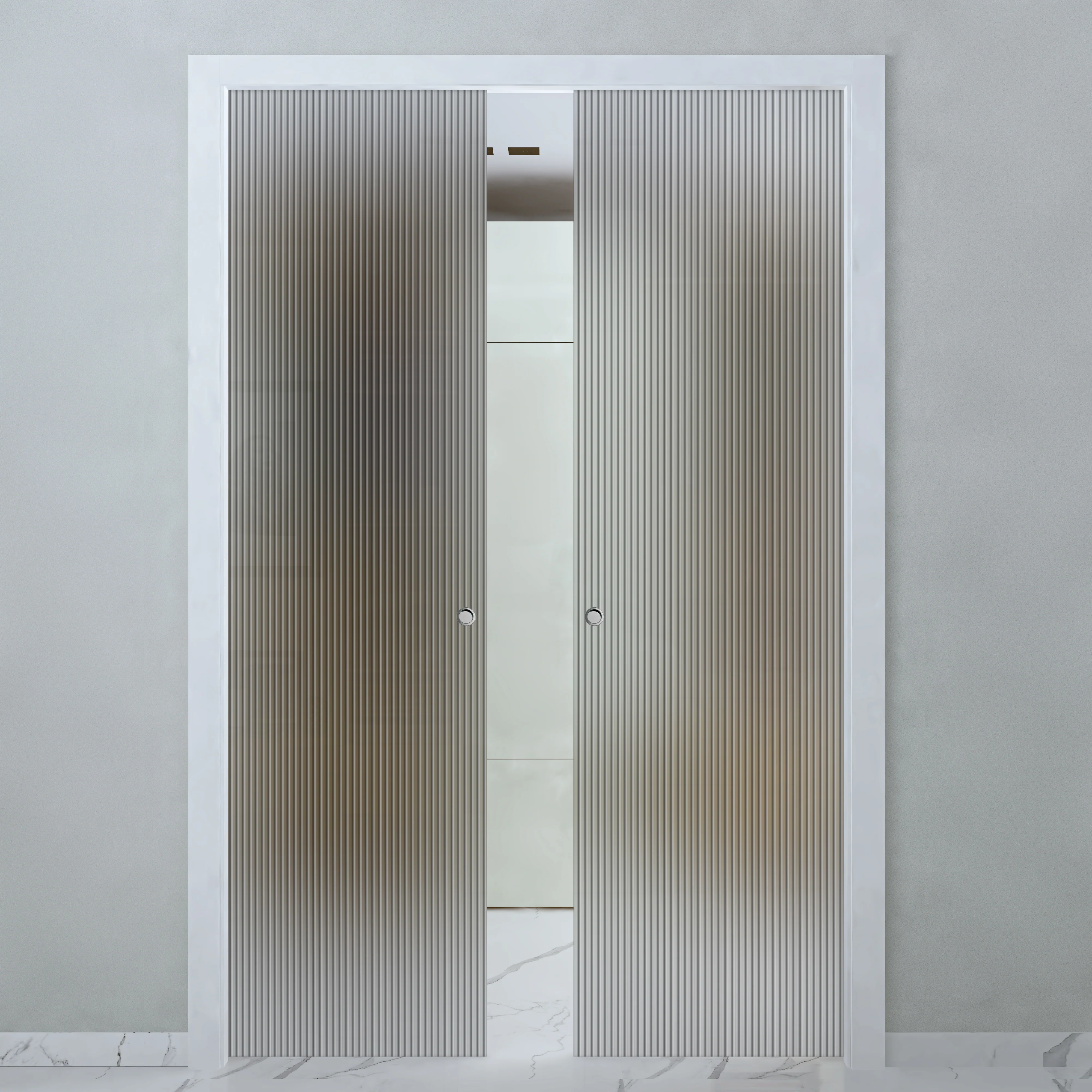 Porta Scorrevole a Scomparsa Doppia Anta in Vetro Plissè - Image 2