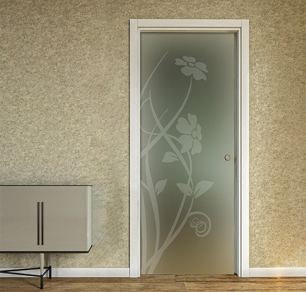 Porta Scorrevole a Scomparsa in Vetro Satinato con Disegni Sabbiati - Image 9